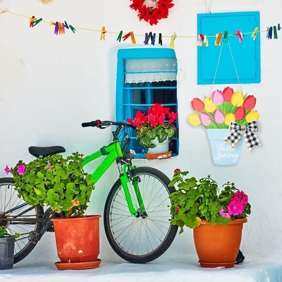 COPY - Spring Easter Tulip Flower Wooden Hanging Welcome Door Sign - Picture 4 of 7